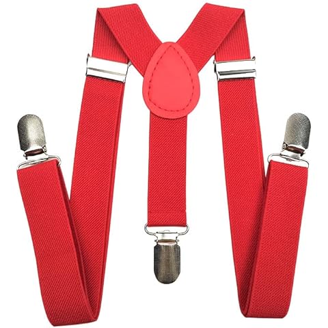Mens Red Braces Elastic Adjustable Suspenders Steel Clips One Size Heavy Duty Handmade Braces Unisex Cover