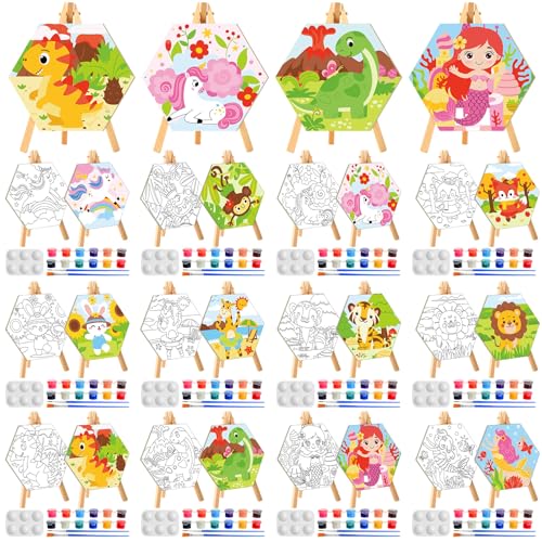 Watersay 12 Set Kids Pre Drawn Canvas for Painting Kit