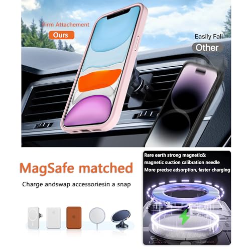 Image of Magnetic iPhone 11 case,Compatible with Magsafe, Military-Grade Protection,Slim Translucent Matte Shockproof with Anti-Scratch Anti-Fingerprint Phone Cover (Pink, iPhone 11)