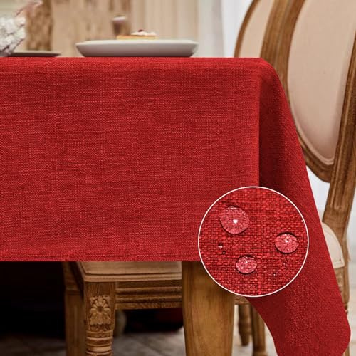 BALCONY & FALCON Rectangle Table Cloth Waterproof Ruby Red 118"x57"