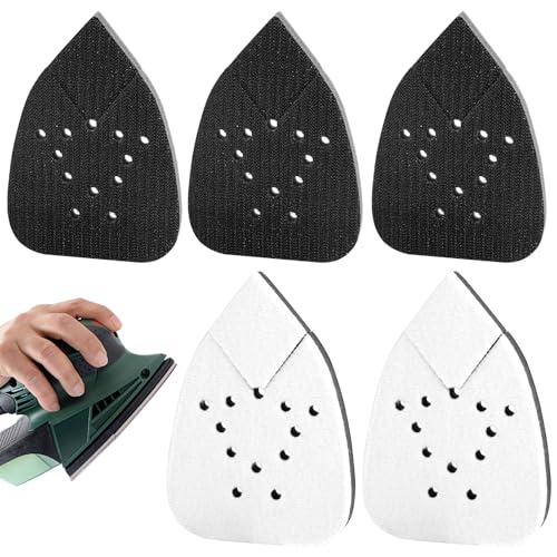5pcs Detail Sanding Interface Pad Hook And Loop, 12 Holes Sponge Triangle Sander Replacement, Sandpaper Backing Pad for Grind Evenly Accessories