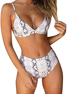 RUUHEE Women Leopard Print High Waisted Cheeky 2 Piece Bikini Bathing Suits