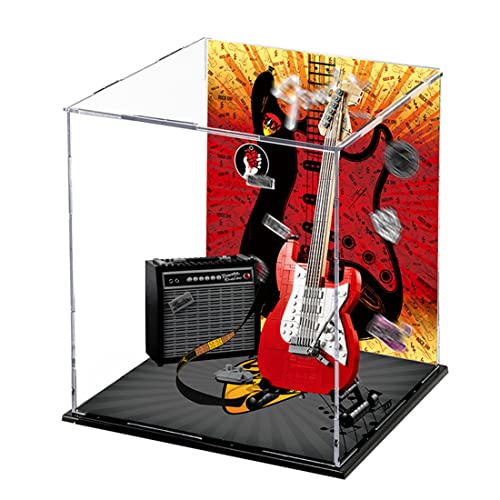 MOCOA Acryl Vitrine für Lego 21329 Ideas Fender Stratocaster,3mm Acryl Staubdicht Vitrine für Lego 21329 Vitrine (Lego…