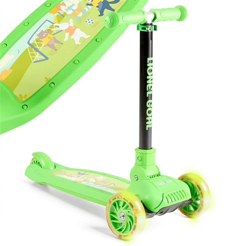 FableKids Kinderscooter Cityroller Tretroller Scooter höhenverstellbar | klappbar | LED-Räder | Tritt-Bremse | für Kleinkinder ab 3 Jahren | bis 50 kg belastbarer Roller | Kickroller