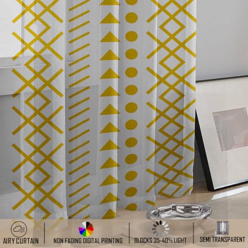 Image of STITCHNEST Sheer Curtain for Bedroom & Living Room | Elegant Decorative Window Curtain | 4 X 7 Feet