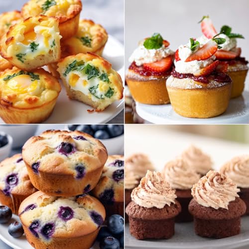 Image of CAKETIME Silicone Muffin Pans for Baking, Metal Reinforced Frame Regular 12 Cups & Mini 24 Cups Cupcake Pan Set Nonstick Muffin Pan for Homemade Baking Easy to Handle