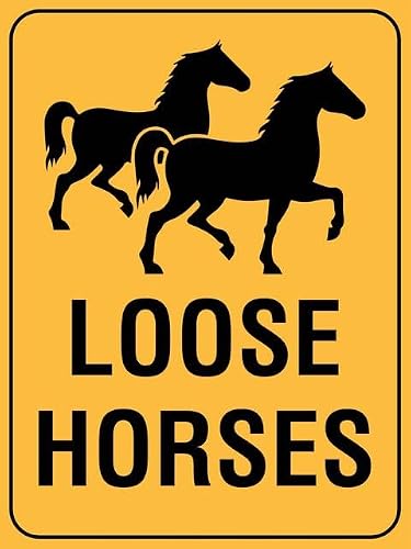 Xewazd A1255 8"X12" Aluminum Tin Sign - Loose Horses Safety Notice, Wall Decor Plate