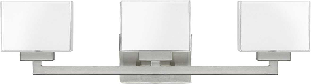 Capital Lighting 8343BN-155 Tahoe Milk Glass Bath Vanity Wall Mount, 3-Light 180 Total Watts, 7" H x 26" W, Brushed Nickel