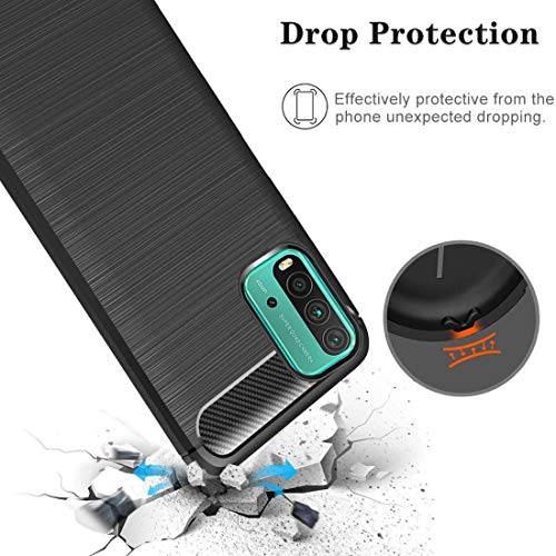 Image of NISHTECH for Redmi 9 Power (2021) Carbon Fiber Hybrid Armor Shock Proof TPU Back Case Cover