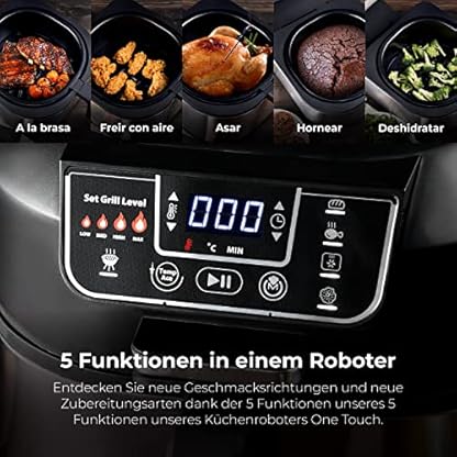 MasterPRO Smokeless Grill | Elektrogrill mit Cyclonic Air Max Technologie 260º von 1760W Leistung | Küchenmaschine mit 5-in-1 Funktion | AirFryer | Heißluftfritteuse, Backofen und Dörrgerät – Bild 4