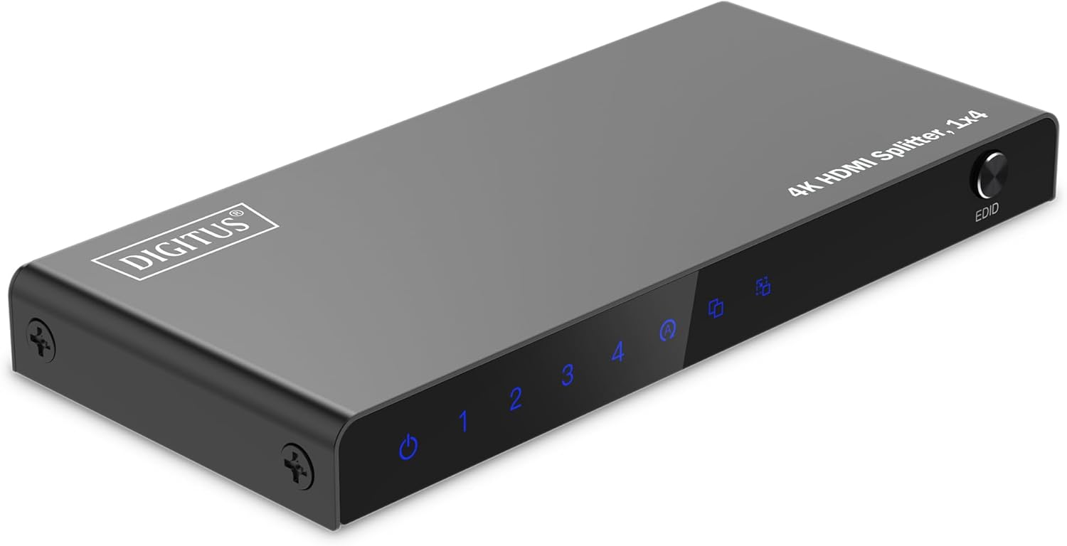 DIGITUS DS-46304 HDMI Splitter 1x2 - Input: 1-Port/Output: 2-Port - UHD 4K/30Hz HDTV: 4096 x 2160p - HDCP 1.3 - DTS Digital, Dolby Digital, DTS-HD, Dolby True HD, DSD Audio, HD/HBR