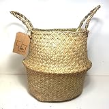 Se puede utilizar como cesta de mano, capazo de playa, cesto de leña. Nota: La cesta está hecha a mano con plantas naturales, por lo que el color y la forma pueden variar ligeramente. La cesta es más estrecha en la boca y se ensancha en el centro. Ideal como Cesto Mimbre Macetero