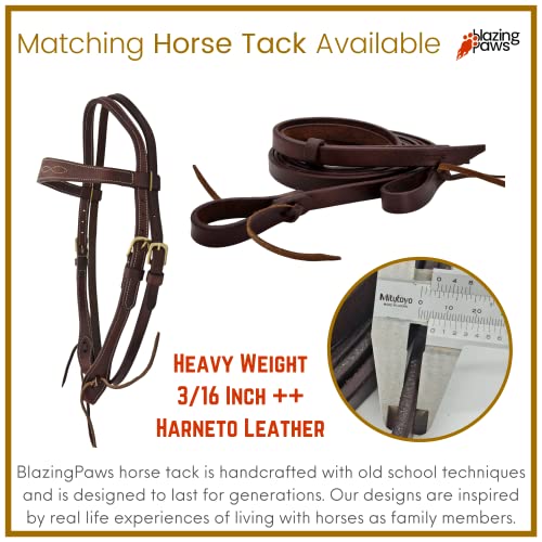 BlazingPaws Harneto Leather Western Horse Saddle Premium Top Grain Double Ply Off Billet Strap (24" - Double Ply, Brown: Off Billet) by BlazingPaws - Image 3