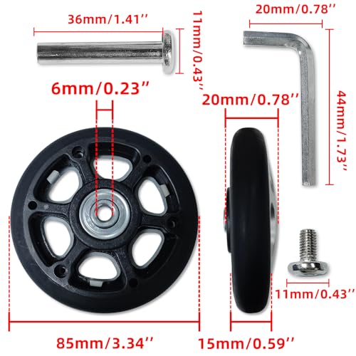 Replacement Luggage Wheels 85x15mm Suitcase Spinner Wheels Repair Repair Set Wear-Resistant Smooth Silent for Suitcase Spinner Trolley Bag Drawbar Travel Box Caster2