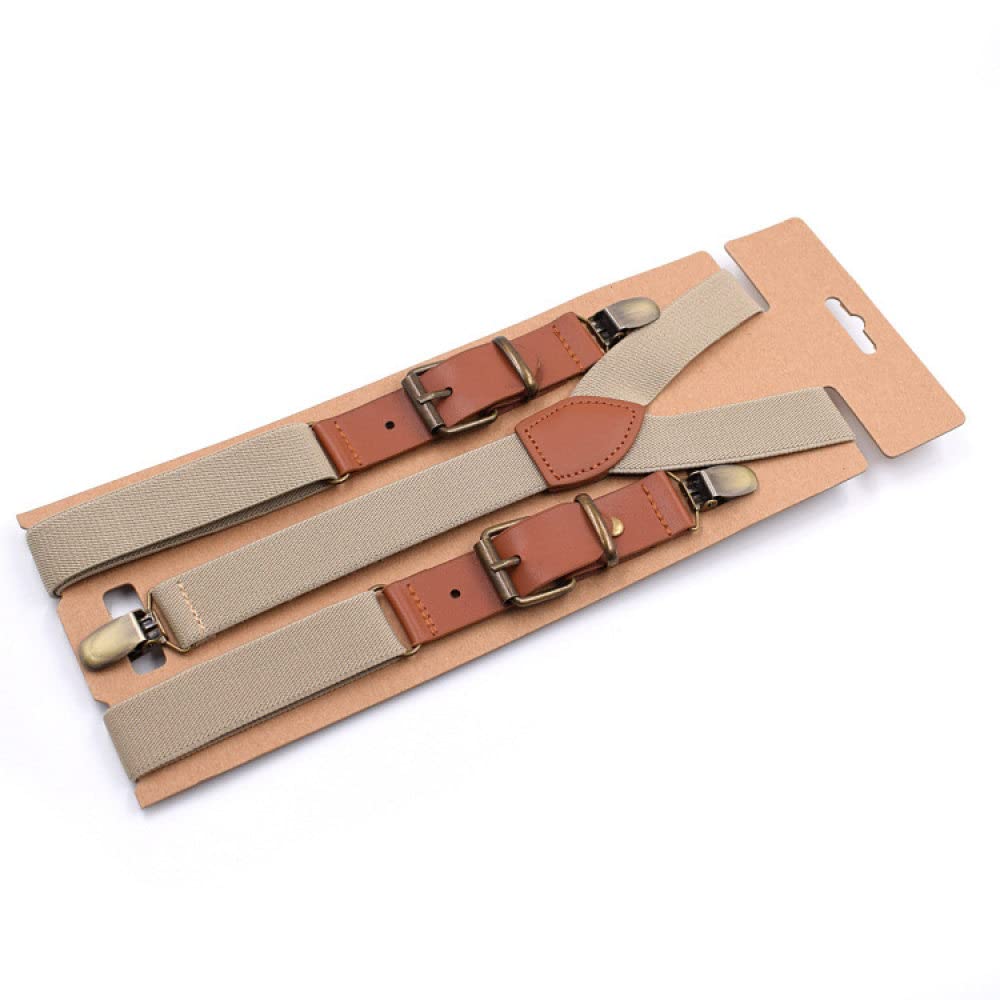 Vintage Men 3 klipsy z paskiem szelki do spodni Pu skórzane męskie spodnie brązowe 2,5 * 115 cm akcesoria