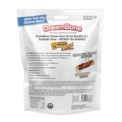 DreamBone Mini Sticks Wrapped With Real Chicken, Rawhide Free Dog Chew Sticks, 15 Count - Image 3