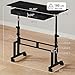 Jsskeeim Adjustable Standing Desk with Drawers, Rolling Sit Stand Desk with Wheels for Walking Pad, Small Mobile Computer Desk for Home Office, Portable Height Adjustable Desk 31.5"-43.3", Black