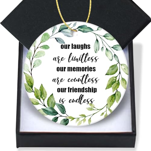Christmas Ornament 2024-Our Friendship is Endless Ornament Keepsake Friend Gifts for Men Women, Best Friend,Christmas Tree Decorations Hanging Ornament Flat Circle Ceramic Ornament 3In