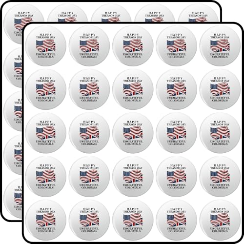 Happy Treason Day Ungrateful Colonials 50 Pack Scrapbook Sticker - 1 Inch Small Decals for Planners, Journals, Laptops & Envelope Seals