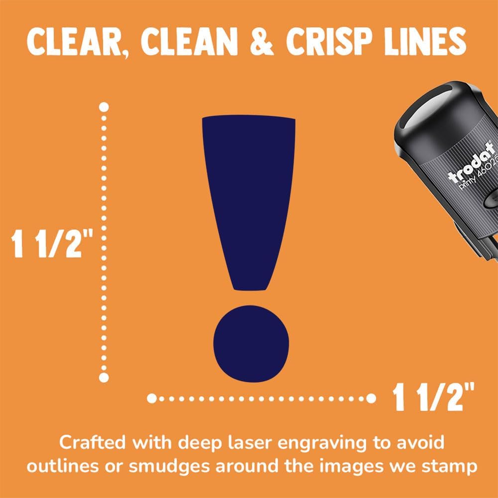 Exclamation Mark Punctuation Self-Inking Rubber Stamp Ink Stamper for Stamping Crafting Planners - 1-1/2 Inch Large - Blue Ink