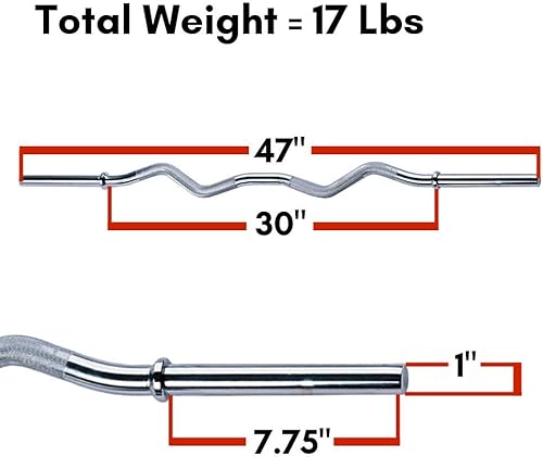 Miniatura 3 de Body-Solid RB47 - Barra para rizos de bíceps y tríceps, color cromado