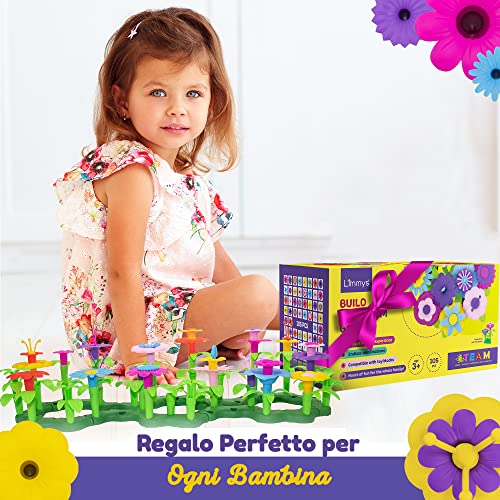 Limmys-Costruisci-Giardino-dei-sogni-105-Pezzi-Giocattolo-educativo-STEM-Gioco-per-Bambine-dai-3-Anni-in-su-Include-Borsa-per-Giocattoli-Velluto-Costruzioni-Bambina-Femmina-Costruzioni-Fiori