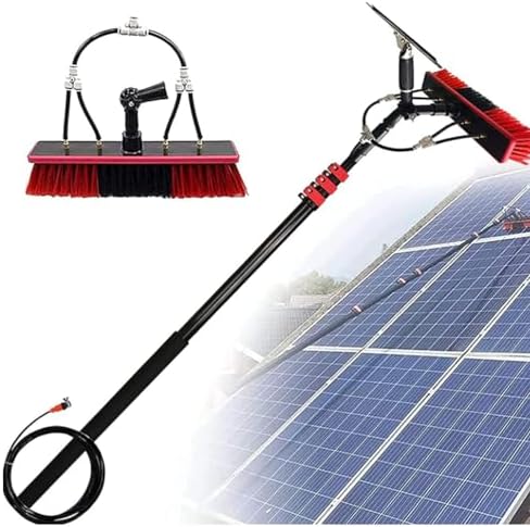 Water Fed Pole Kit, 12-39 Feet Water Fed Cleaning Brush with Squeegee & Telescopic Brush, Window Cleaner & Solar Panel Cleaning System Washing Kit for High Window,30FT/9M