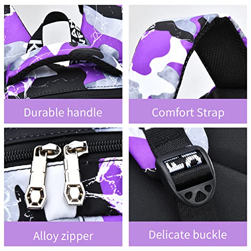 Yvechus School Backpack Casual Daypack Travel Outdoor Camouflage Backpack Christmas Presents For Boys And Girls (Purple Flower) #TOP4