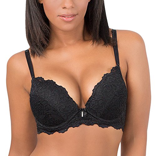 Smart & Sexy Women's Maximum Cleavage Underwire Push Up Bra, Black Hue, 36B #TOP10