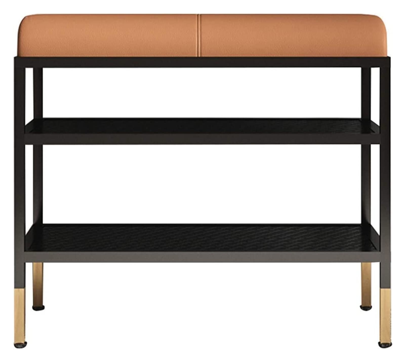 Meuble à chaussures avec tabouret rembourré et étagère en fer forgé pour entrée