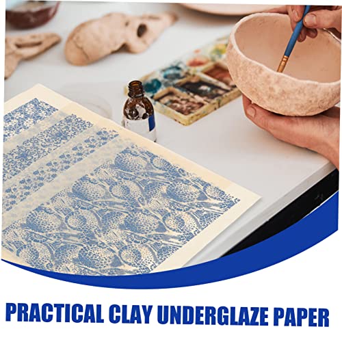 SEWACC 16 Folhas Adesivos De Cerâmica Queimada Papel De Transferência De Cerâmica Decalque De Argila