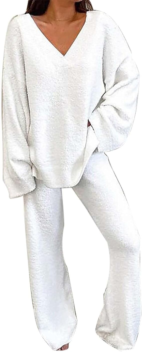Pyjama Femme Hiver Polaire, Pyjama Femme Polaire Chaude Ensemble Pyjama Flanelle Vêtements De Nuit Manche Longue Sleepwear Cadeau D'hiver