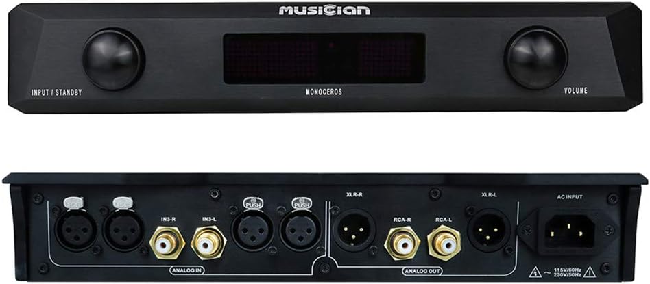 Musician Monoceros Class A Amplifier Home Audio Balanced Power Amps RCA/XLR Balanced Preamp Desktop Pre-amp for DAC with Remote Control (Black)