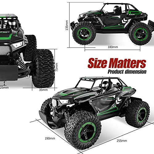 BEZGAR TB142 Remote Control Car - 1:14 Scale RC Cars, 20 Km/h 2WD All-Terrains Electric Off-Road Vehicle Truck Crawler Toy with Two Rechargeable Batteries for Boys Kids and Adults