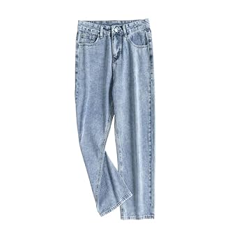 ZLXDP Loose Fit Jeans Men Baggy Ankle Length Pants Light