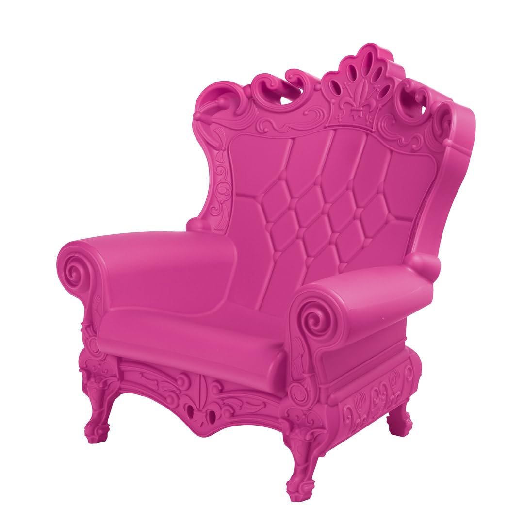 SLIDE Poltrona Trono Queen of Love Fucsia - Design Barocco Moderno per Interno e Esterno - in Polietilene per Giardino Salotto Hotel - Made in Italy - 103.5 x 98 x 112.5 cm