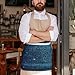 YHNNH Teal Glitter Server Apron with 3 Pockets, Waterproof Half Apron for Waiters Fashion Bistro Aprons for Restaurant Server Work