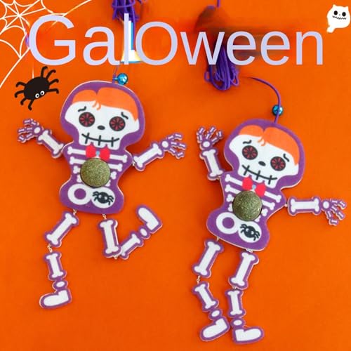 Brinquedo interativo para gato pendurado, brinquedo para gato esqueleto de Halloween, Brinquedo de g