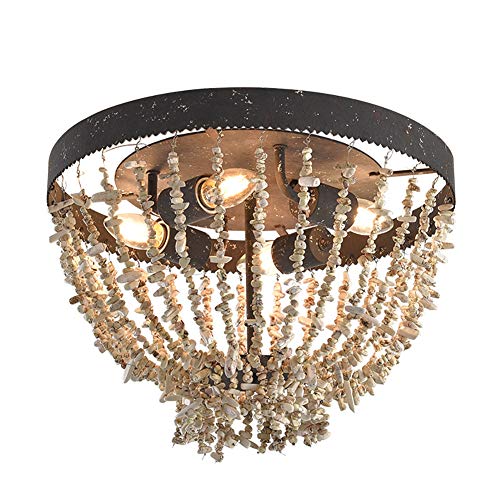 Plafonnier Vintage Américain E14 Turquoise Blanc Grand Luminaire de Chambre 40cm