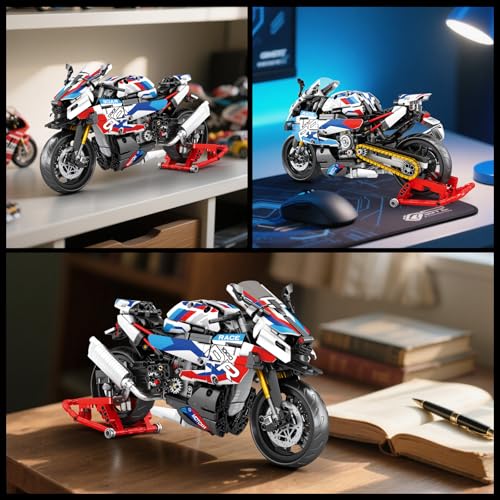 Image of Reobrix Motorcycle 1000 RR Technic Building Set for Adults, 1:8 Scale Model Kit, 949 PCS Collectible Motorcycle Display Model with Stand, Motorbike Gift Idea for Boys and Kids 14+