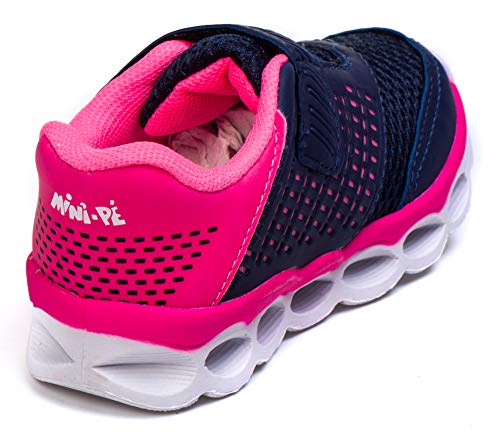 Tênis Infantil Feminino Com Luzes de Led MP1814 - AS109 Cor:Azul Marinho-Pink;Tamanho:21