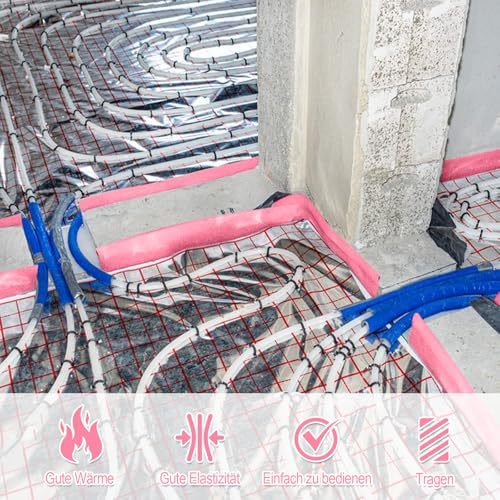 Scettar Randdämmstreifen für Ausgleichsmasse,Selbstklebend Randdämmung Behnfugenband für Fußbodenheizung Estrich Abdichtung (50mm x 5mm x 20m)