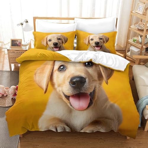 Housse de couette microfibre hypoallergique ultra douce imprimé chiot