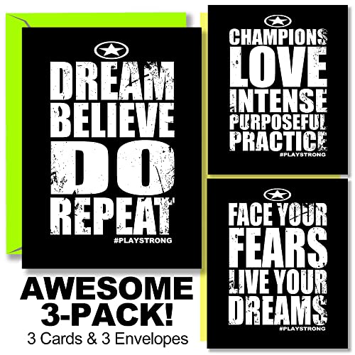 Play Strong 3-Pack 'Dream Believe Do' Empower Cards (5X7) Sports Powercards Motivational Greeting Cards For Sports Basketball Golf Lacrosse Baseball Football Tennis Soccer Hockey Coach Player Inspiration - Inspire Your Sport! #TOP1