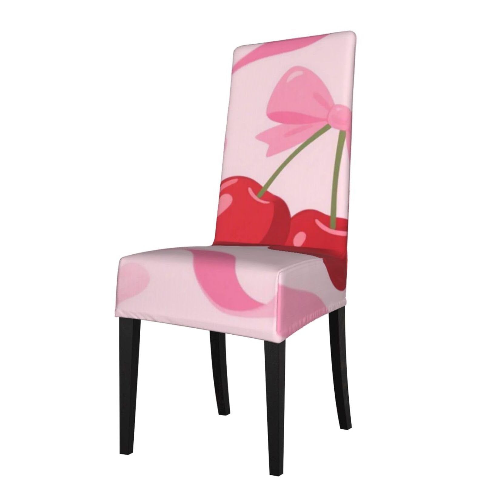 Fodpand Black Cherry Bow With Red Lips Dining Room Chair Cover Stretch Parsons Chair Slipcovers Removable Washable Chair Protectors Cover High Elastic Seat Protector For Home,Kitchen, Hotel, Banquet
