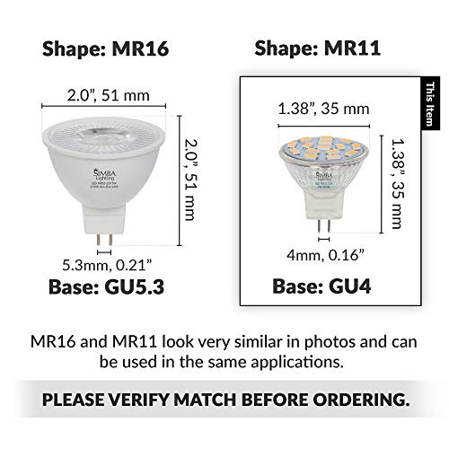 Simba Lighting Led Mr11 Flood Light Bulbs (10 Pack) 12V 3W 20W Halogen Replacement 2-Pin 240Lm For Landscape, Accent, Track Lights, And Christmas Tree Fiber Optics, Gu4 Bi-Pin Base, 3000K Soft White #TOP1