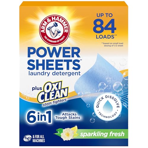 Image of ARM & HAMMER Power Sheets Laundry Detergent Plus OxiClean, 42 Count