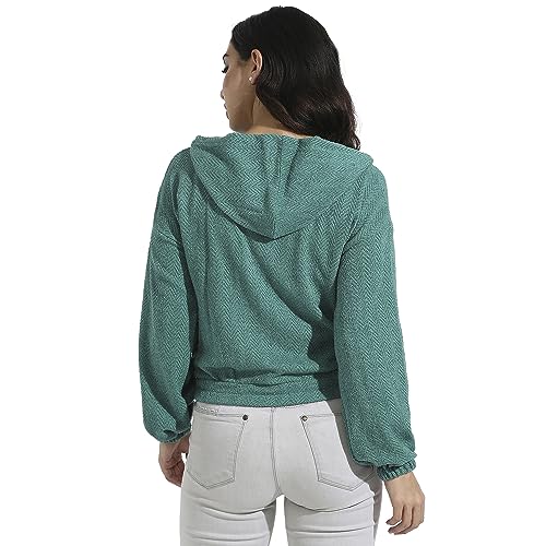 Image of PINACOLADA Women's Colorblock Sweatshirt with Ribbed Hem for Casual Wear | Low-High Neck | Long Sleeve | Button Closure | Cotton Sweatshirt Crafted with Comfort Fit for Everyday Wear