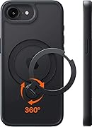 TORRAS iPhone 17e 用 ケース【多機能一体・360°新定点回転スタンド】iPhone 16e 用 ケース Magsafe対応 米軍規格 縦横両対応 リング付き マグネット搭載 ワイヤレス充電対応 耐衝撃 防指紋 半透明 2026 Ostand Q3 Spin ブラック