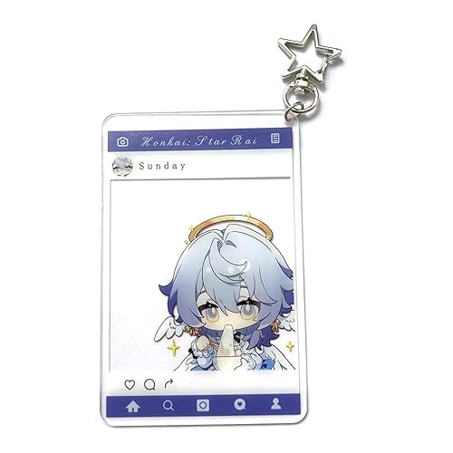 XMKMLOVE Honkai Star Rail Cosplay Transparent Card Acrylic Keychain Star Buckle Accessories Pendant Key Ring Game Fans Gifts - Sunday
